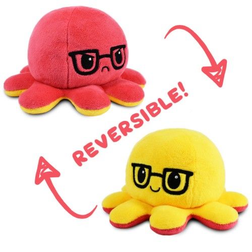 Reversible Plushie - Octopus Red/Yellow with Glasses - Good Games