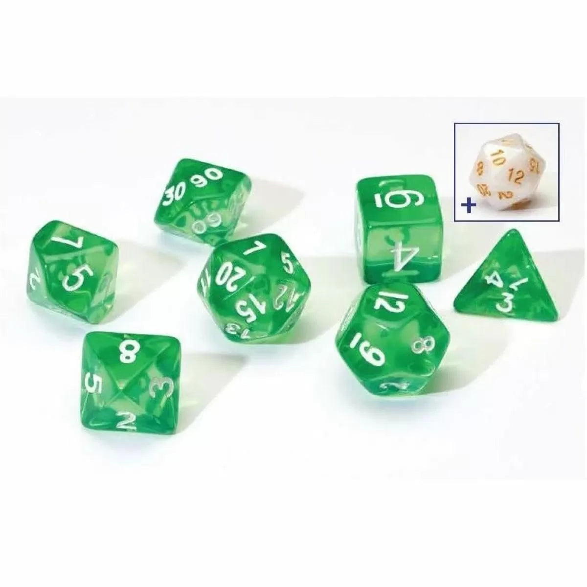 Sirius Dice Translucent Green Resin Dice Set 7 - Good Games