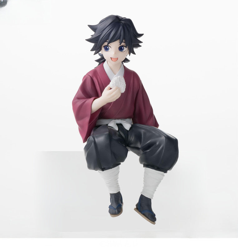 Demon Slayer Giyu Tomioka sitting figure in red haori holding an onigiri