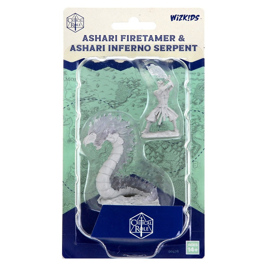 WizKids Critical Role Unpainted Minis: Ashari Firetamer and Inferno Serpent Miniature (WK90476) - Good Games