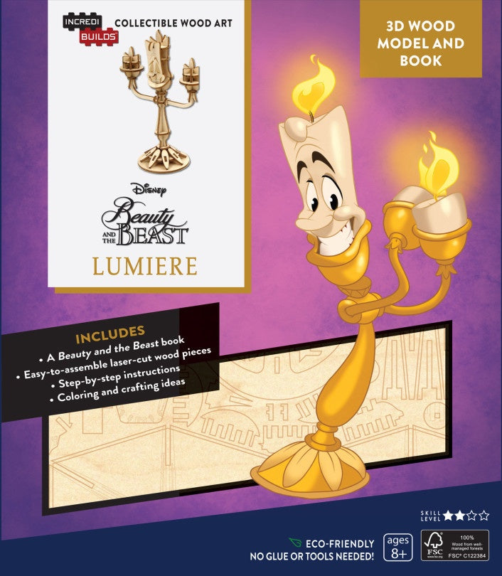 Incredibuilds Disney Beauty and the Beast Lumiere 3D Wood Model and Book - Good Games