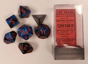 Chessex - Gemini Polyhedral 7-Die Set - Starlight Black/Red (CHX26458) - Good Games