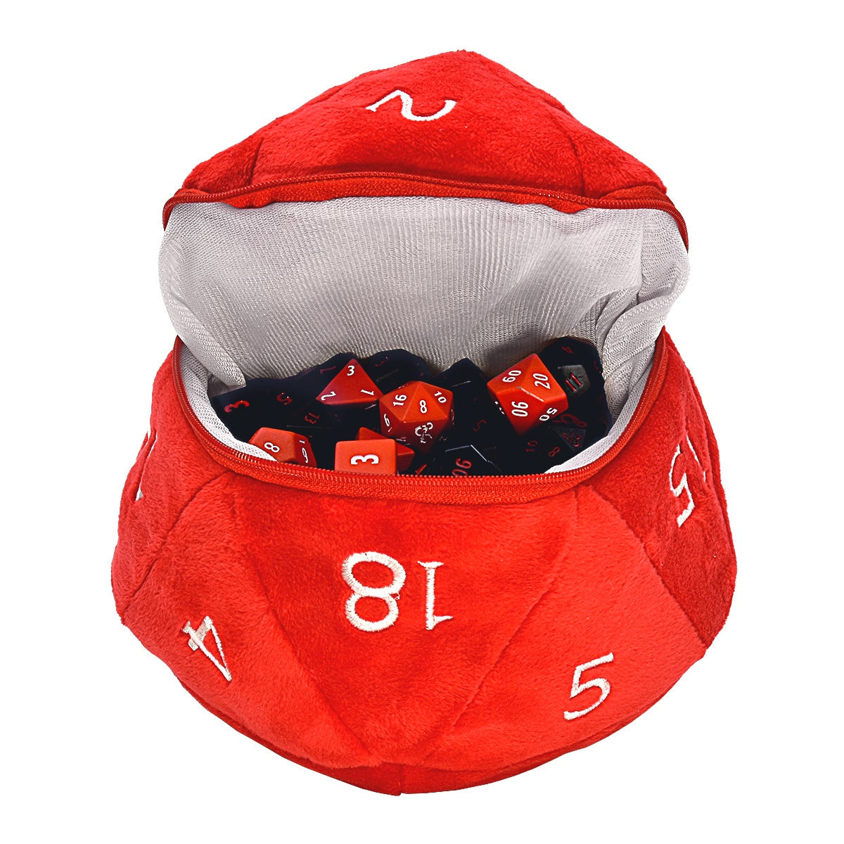 Dungeons & Dragons D20 Plush Red and White Dice Bag - Good Games