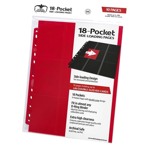 Ultimate Guard Folder 18-Pocket Pages Side-Loading Red (Single Page) - Good Games