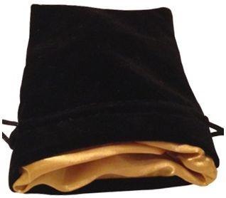 Metallic Dice Games - Velvet Dice Bag with Gold Satin Lining - Black - Good Games