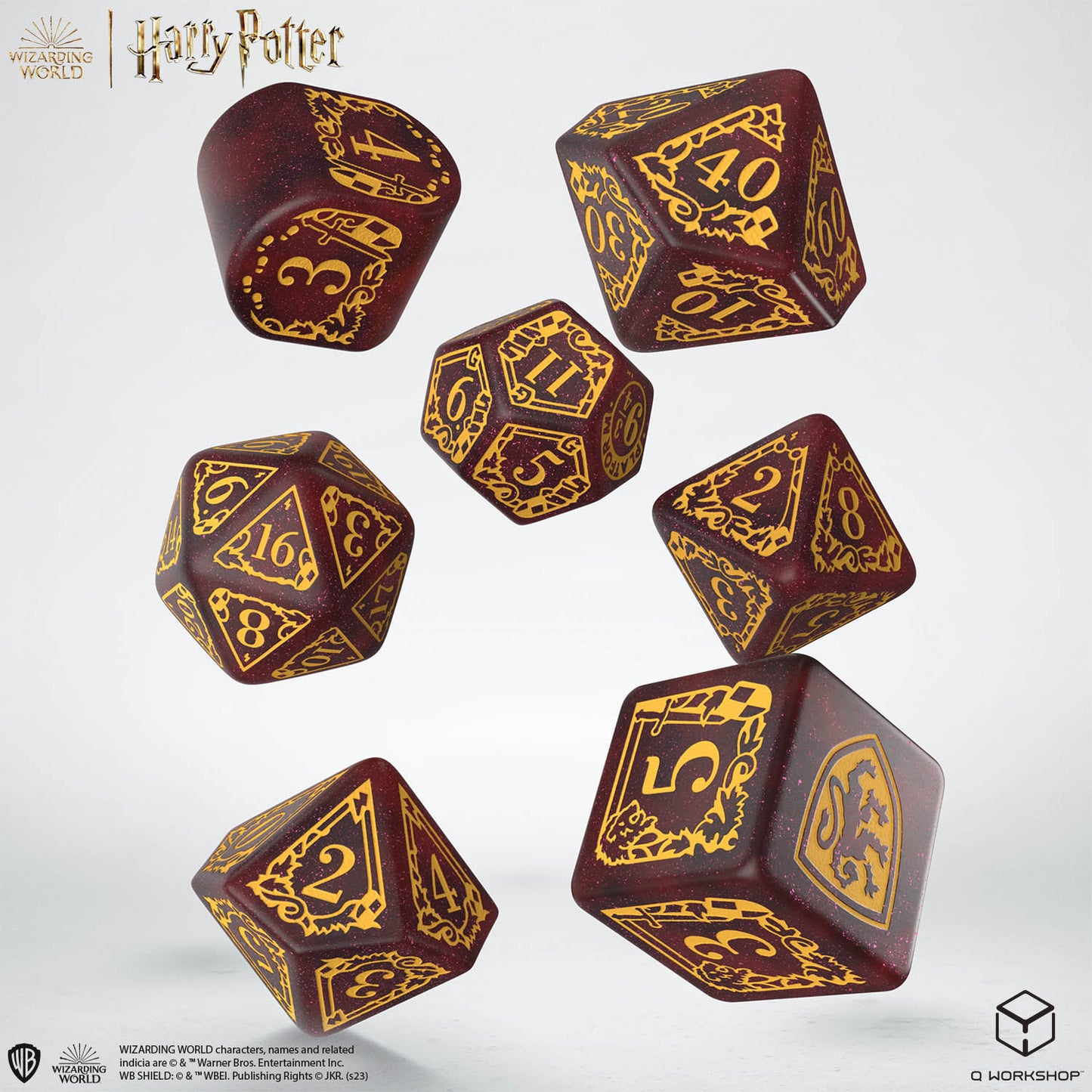 Q Workshop - Harry Potter Modern Dice Set Gryffindor Red Dice Set 7 - Good Games