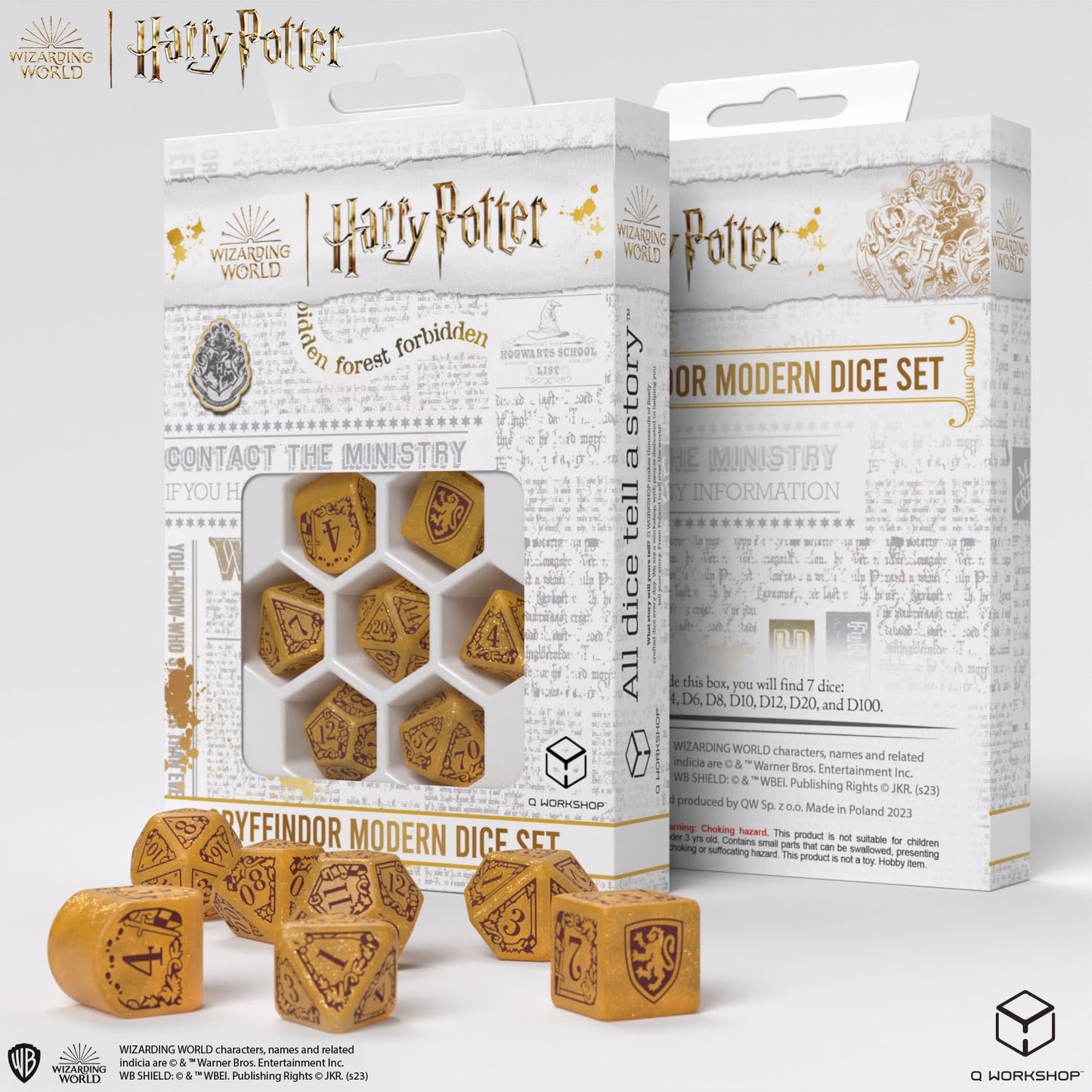 Q Workshop - Harry Potter Modern Dice Set Gryffindor Gold Dice Set 7 - Good Games