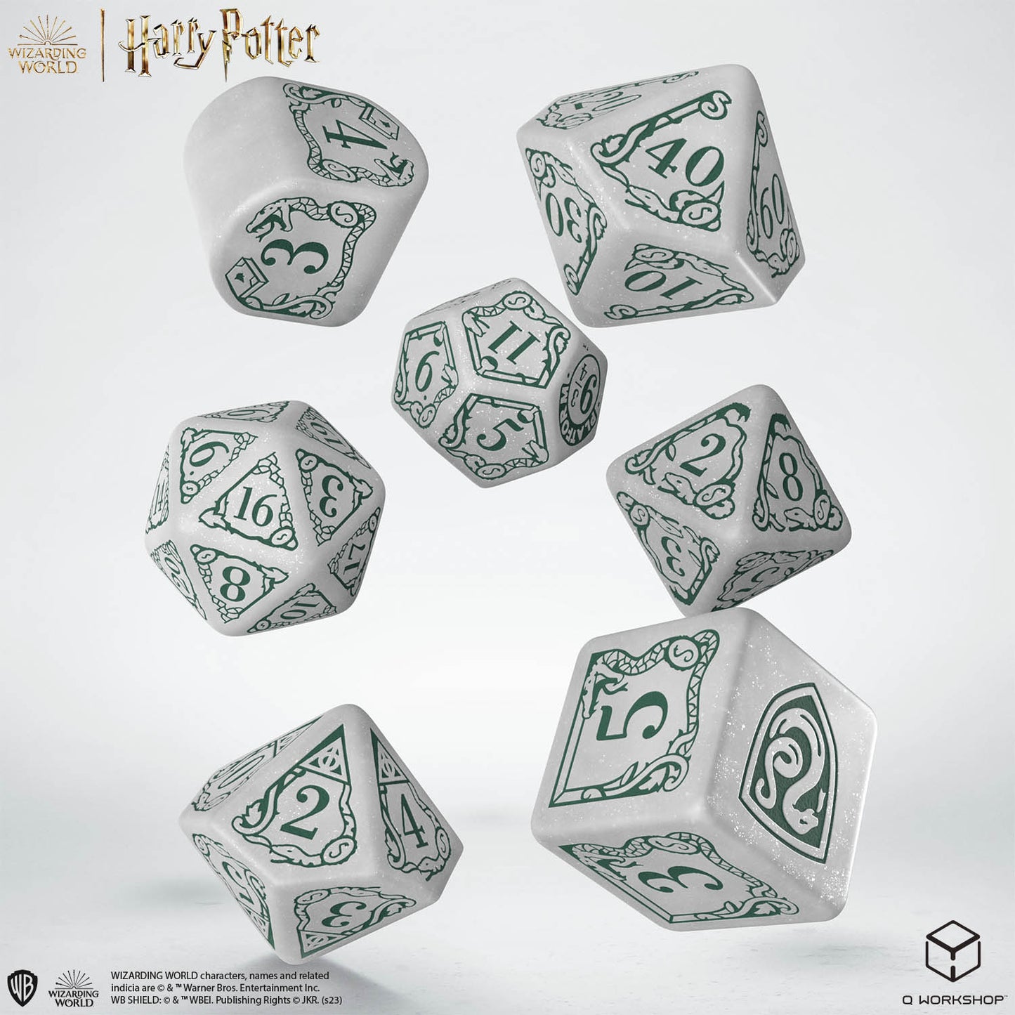 Q Workshop - Harry Potter Modern Dice Set Slytherin White Dice Set 7 - Good Games