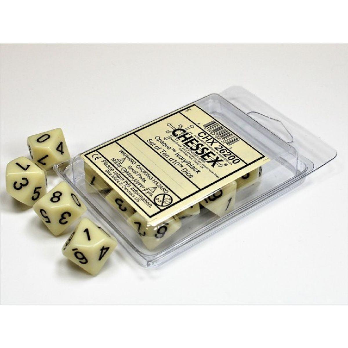 Chessex - Opaque Ivory/Black set of Ten D10 - Good Games