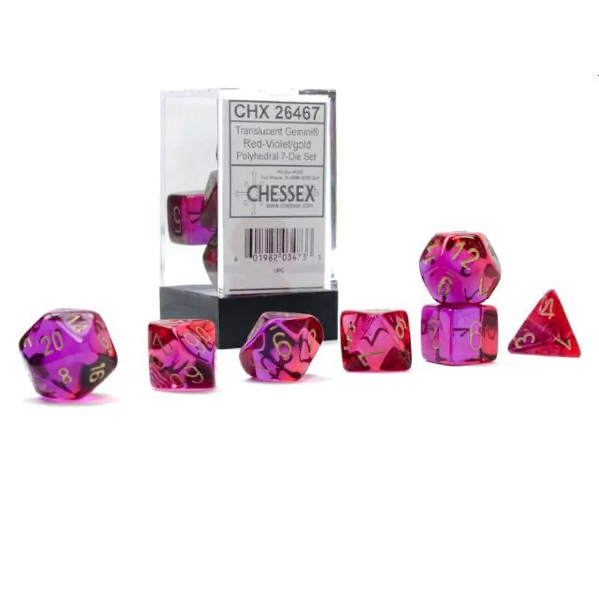 Chessex - Gemini Translucent Red-Violet/gold 7-Die Set (CHX 26467) - Good Games