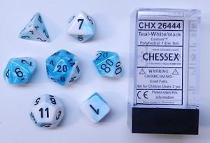 Chessex - Gemini Polyhedral 7-Die Set - Teal White/Black (CHX26444) - Good Games
