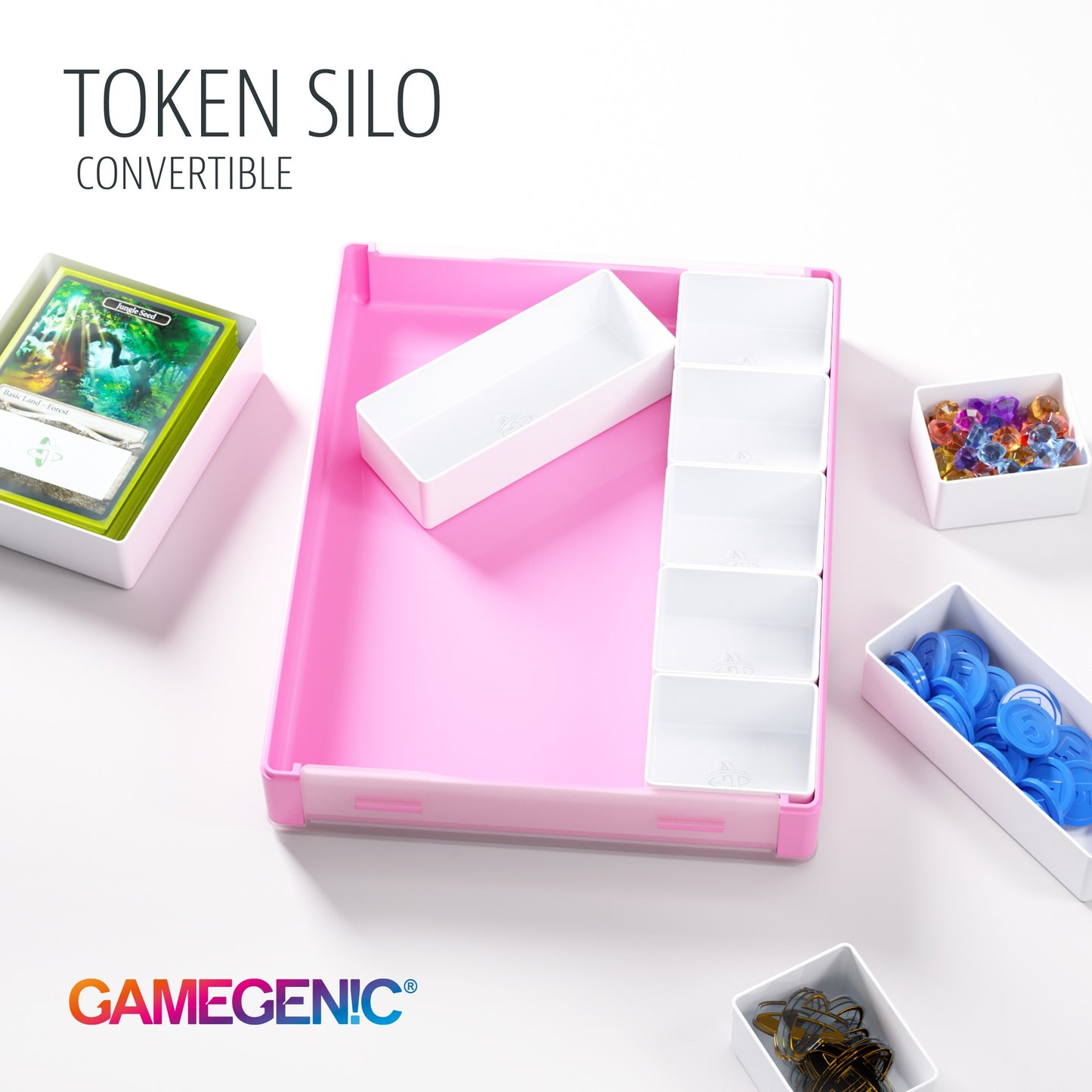 Gamegenic Token Silo Convertible Pink/White Box - Good Games