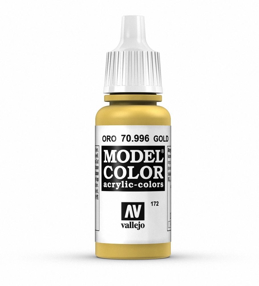 Vallejo Model Colour - Metallic Gold 17ml Acrylic Paint (AV70996) - Good Games