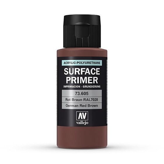 Vallejo Surface Primer 60ml Acrylic Paint - Ger. Red Brown 73605 - Good Games