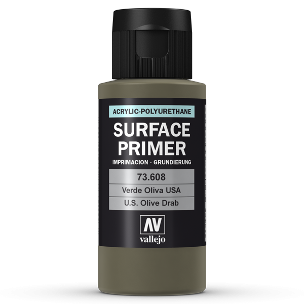 Vallejo Surface Primer 17ml Acrylic Paint - Us Olive Drab 73608 - Good Games