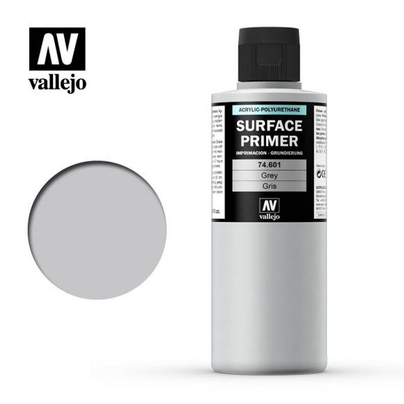 Vallejo Surface Primer Colour 200ml Acrylic Paint - AV74601 Grey - Good Games