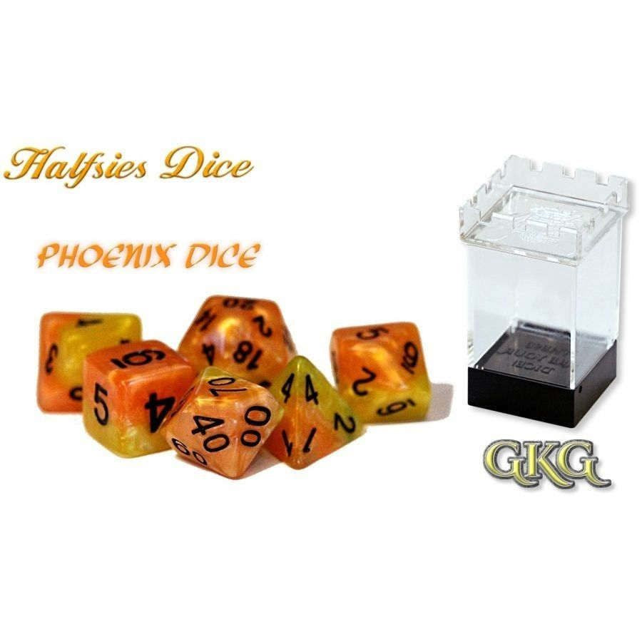 Halfsies Dice Phoenix Dice with Upgraded Dice Case - Good Games