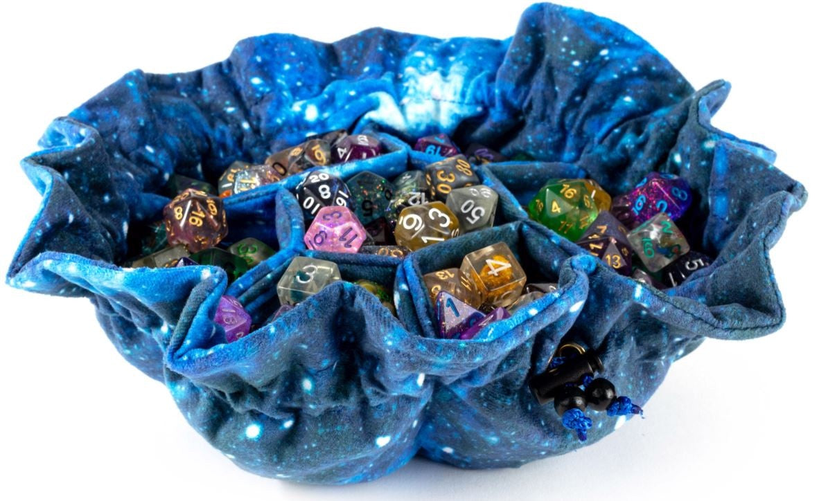 Metallic Dice Games - Velvet Compartment Dice Bag with Pockets - Galaxy - Good Games