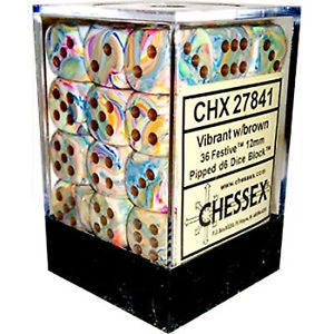 Chessex - Festive 12mm D6 Set - Vibrant/Brown (CHX27841) - Good Games