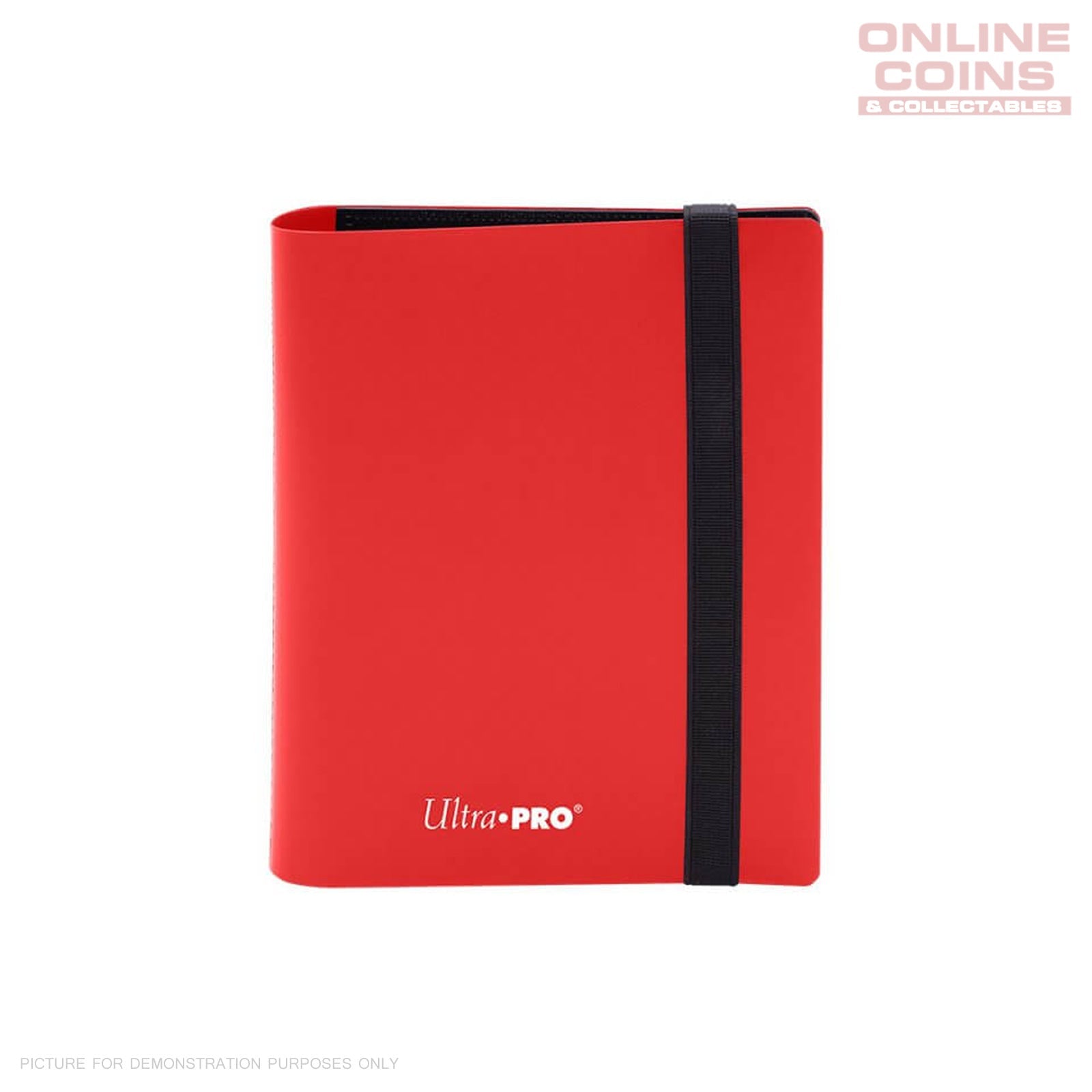 Classeur Ultra Pro Eclipse 2 Poches - Couverture Toile Noire Relief, 80 Cartes, Sans PVC, Fermeture élastique - Rouge Pomme (E-15367)