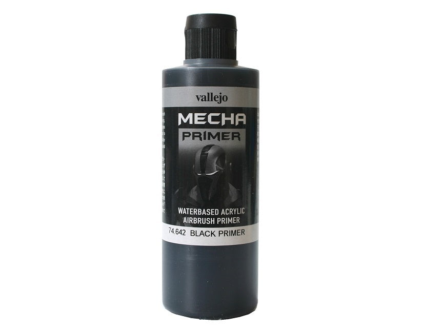 Vallejo Mecha Colour - Black Primer 200ml Acrylic Paint (AV74642) - Good Games