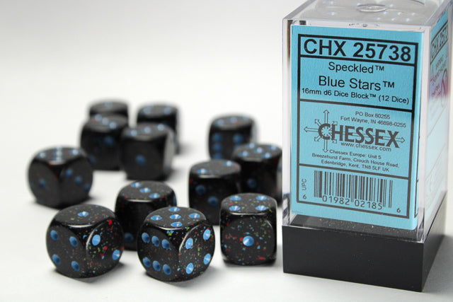 Chessex - Speckled 16mm D6 Set - Blue Stars Block (CHX25738) - Good Games