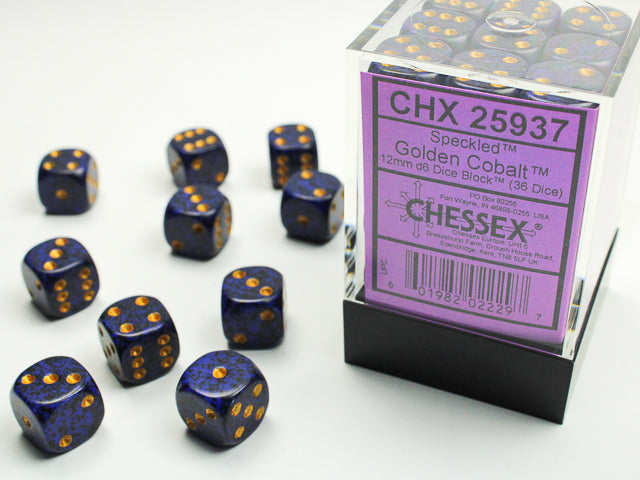 Chessex - Speckled 12mm D6 Set - Golden Cobalt (CHX25937) - Good Games