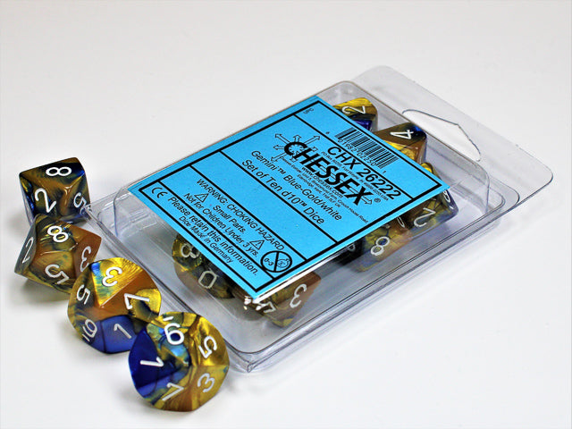 Chessex - Gemini Polyhedral D10 Set - Blue-Gold/White (CHX26222) - Good Games