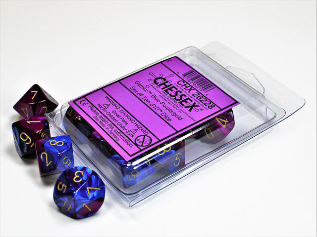 Chessex - Gemini Polyhedral D10 Set - Blue-Purple/Gold (CHX26228) - Good Games