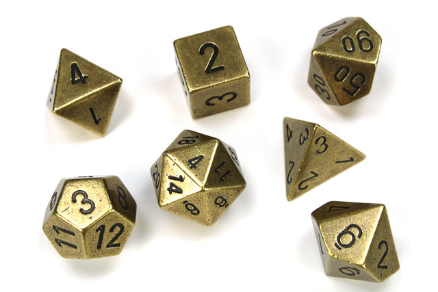 Chessex - Metal Polyhedral 7-Die Set - Brass (CHX27023) - Good Games