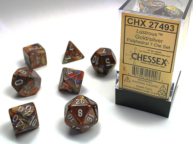 Chessex - Lustrous Polyhedral 7-Die Set - Gold/Silver (CHX27493) - Good Games