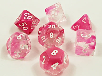 Chessex - Gemini Polyhedral 7-Die Set - Clear-Pink/ (CHX30042) - Good Games