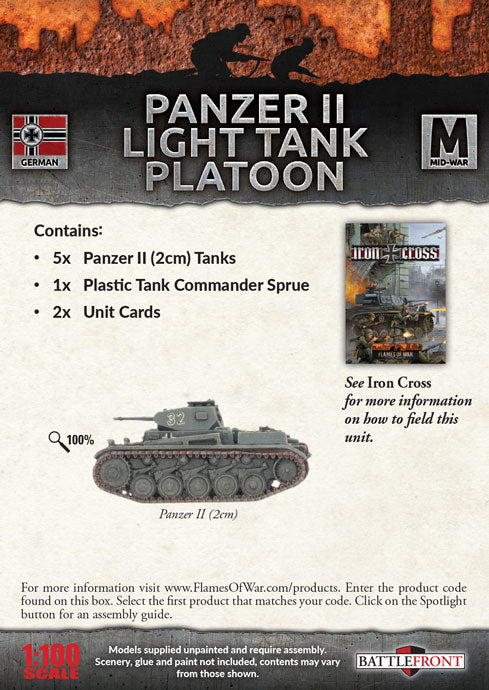 Flames of War: Germans: Panzer II Light Tank Platoon - Good Games