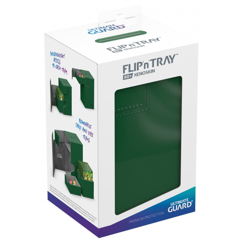 Ultimate Guard - Flip N Tray Deck Case 80+ Standard Size Xenoskin Green - Good Games