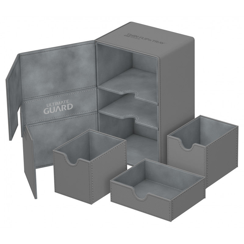 Ultimate Guard - Twin Flip N Tray Deck Case 160+ Standard Size Xenoskin Grey - Good Games