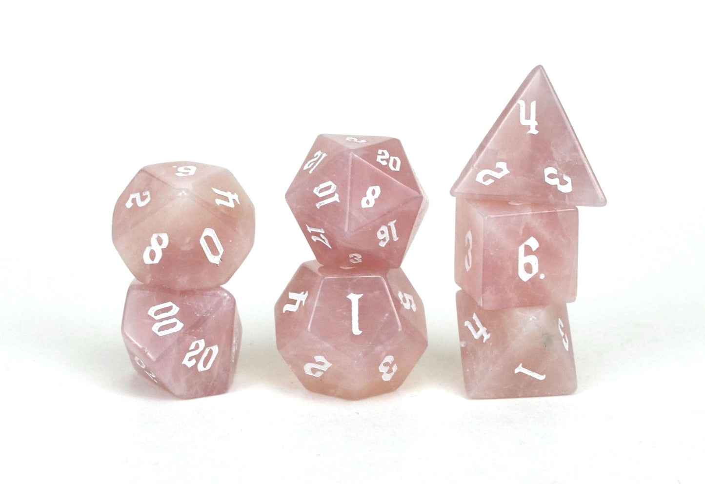 Level Up Dice - Custom GG Rose Quartz Dice set - Good Games