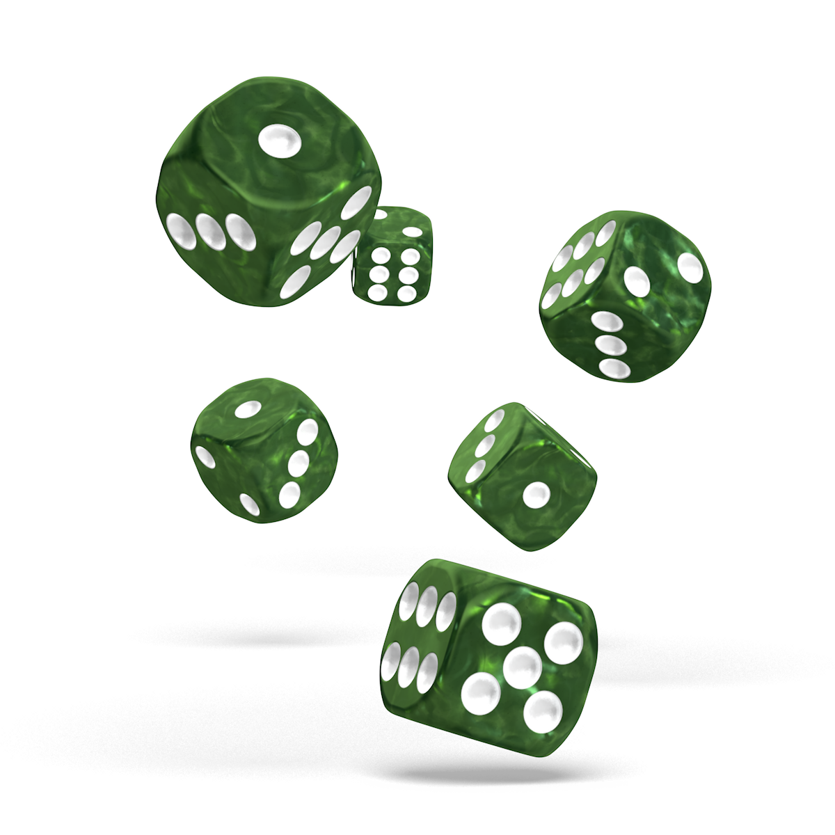 Oakie Doakie Dice - D6 16mm Marble Green (12) - Good Games