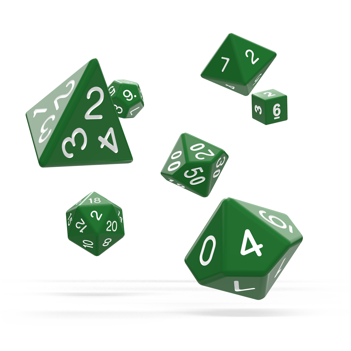 Oakie Doakie Dice - RPG Set Solid Green (7) - Good Games