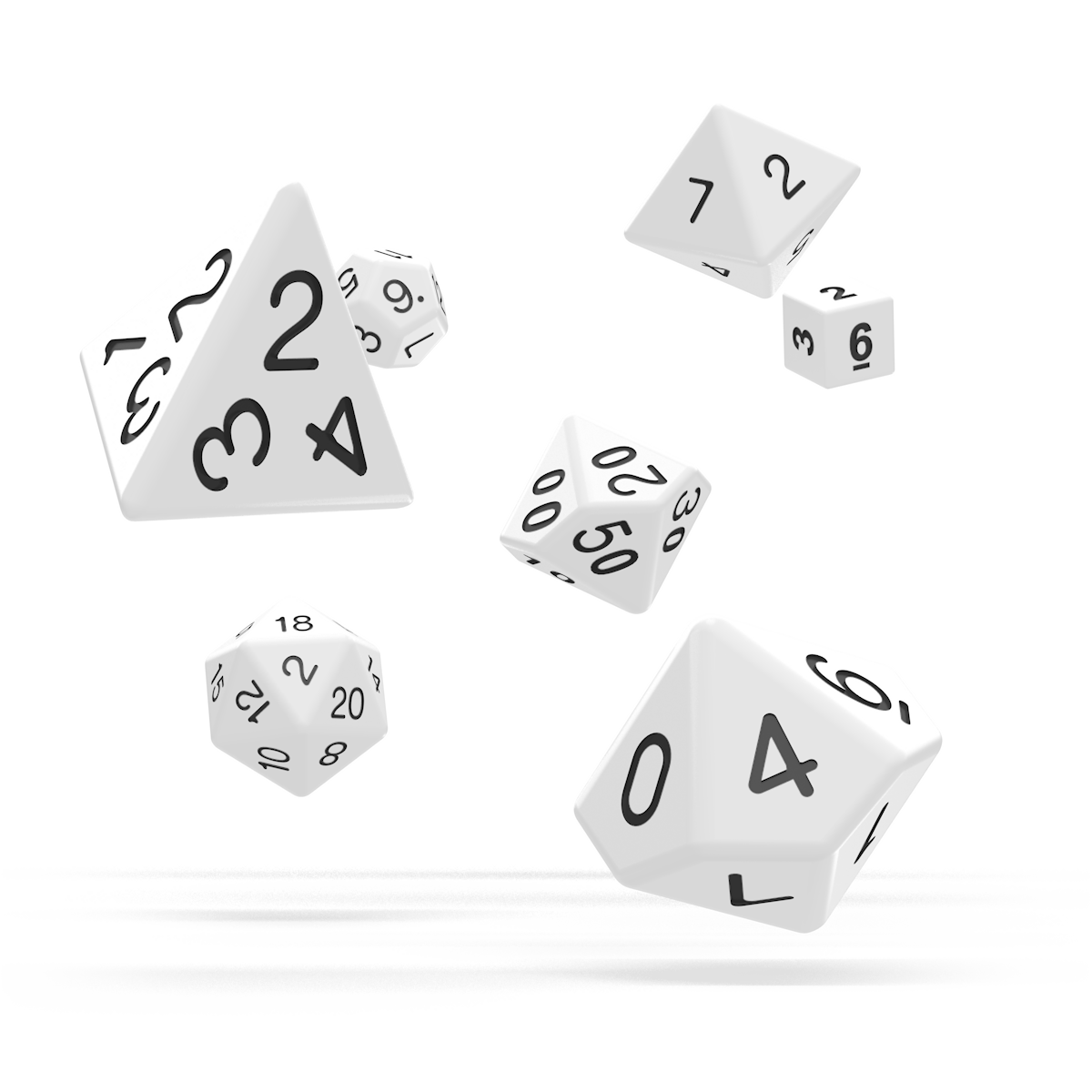 Oakie Doakie Dice - RPG Set Solid White (7) - Good Games