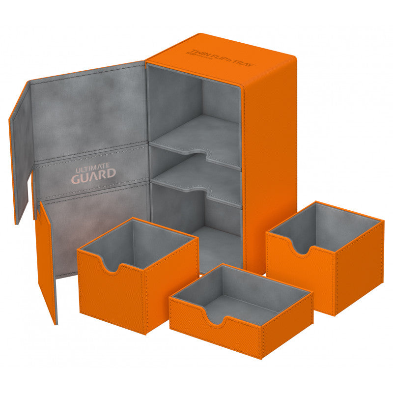 Ultimate Guard - Twin Flip N Tray Deck Case 200+ Standard Size Xenoskin Orange - Good Games