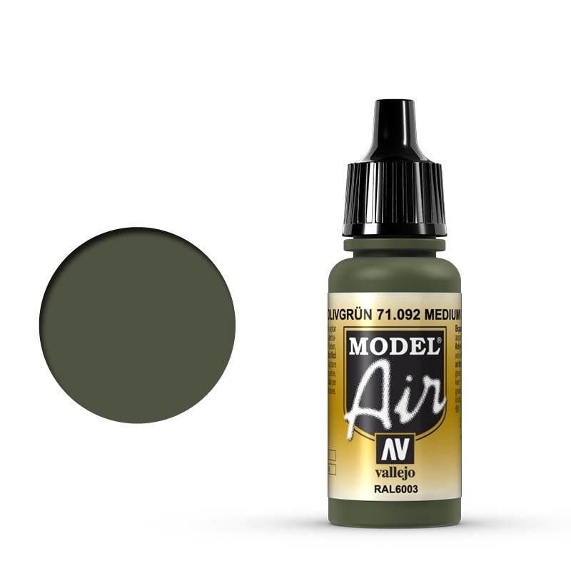 Vallejo Model Air - Medium Olive 17ml Acrylic Paint (AV71092) - Good Games
