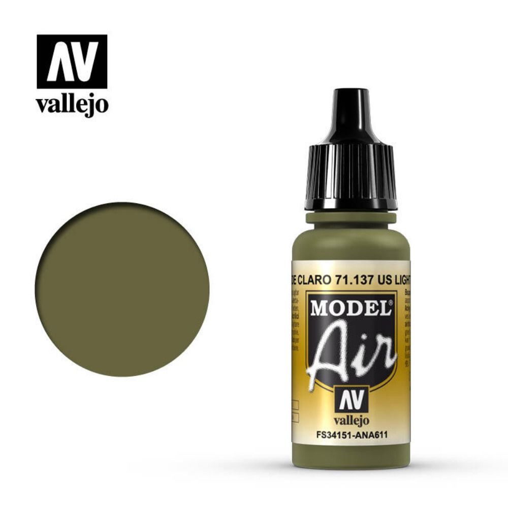 Vallejo Model Air - Us Light Green 17ml Acrylic Paint (AV71137) - Good Games