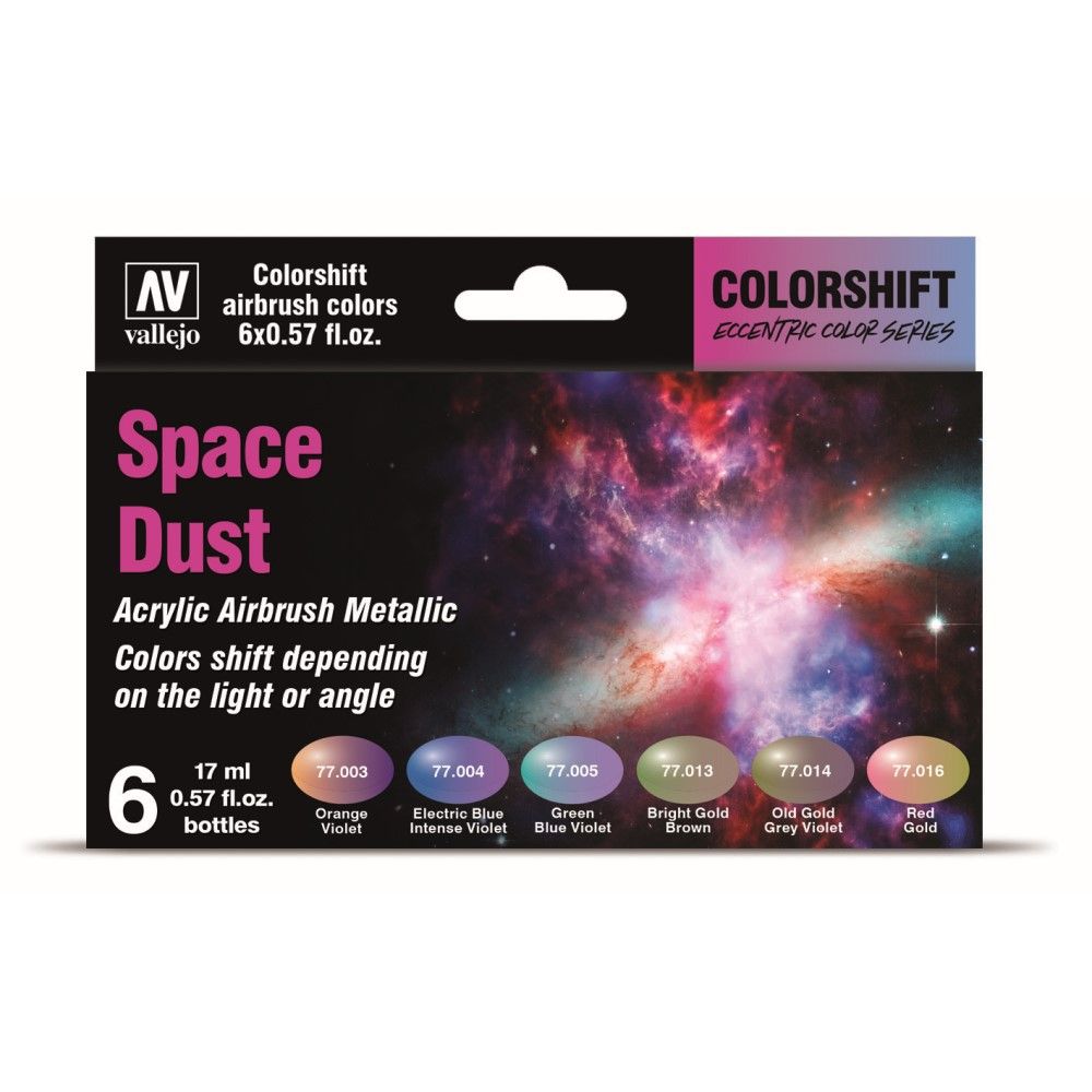 Vallejo Eccentric The Shifters Space Dust (6 Colour Set) Acrylic Airbrush Paint (AV77091) - Good Games