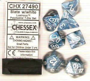 Chessex - Lustrous Polyhedral 7-Die Set - Slate/White (CHX27490) - Good Games
