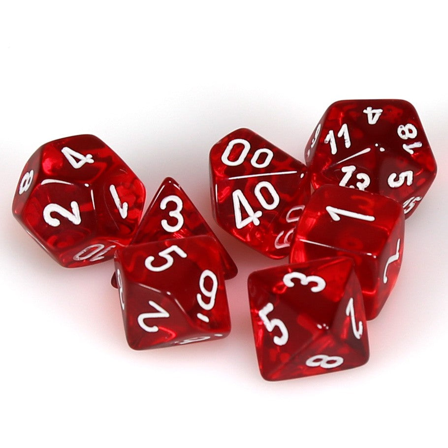 Chessex - Translucent Polyhedral 7-Die Set - Red/White (CHX23074) - Good Games