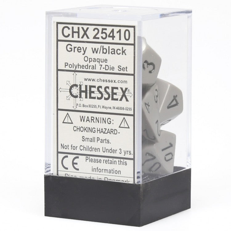 Chessex - Opaque Polyhedral 7-Die Set - Dark Grey/Black (CHX25410) - Good Games