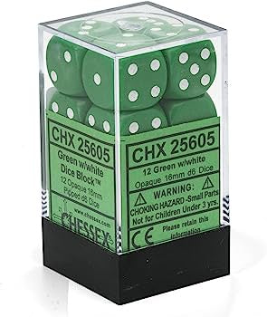 Chessex Opaque 16mm D6 Set - Green/White (CHX25605)