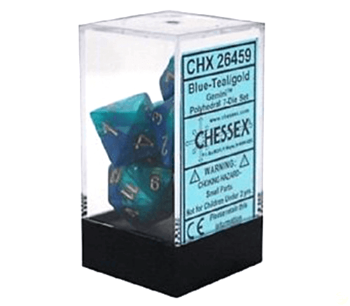 Chessex - Gemini Polyhedral 7-Die Set - Steel Teal/White (CHX26456) - Good Games