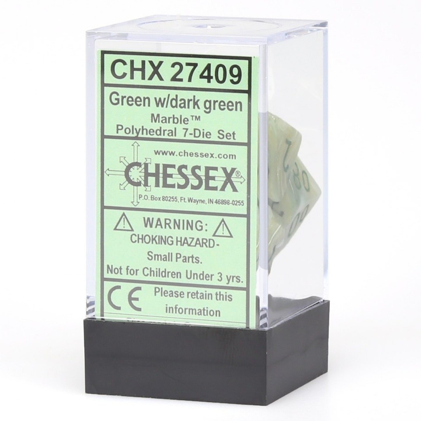 Chessex - Marble Polyhedral 7-Die Set - Green/Dark (CHX27409) - Good Games