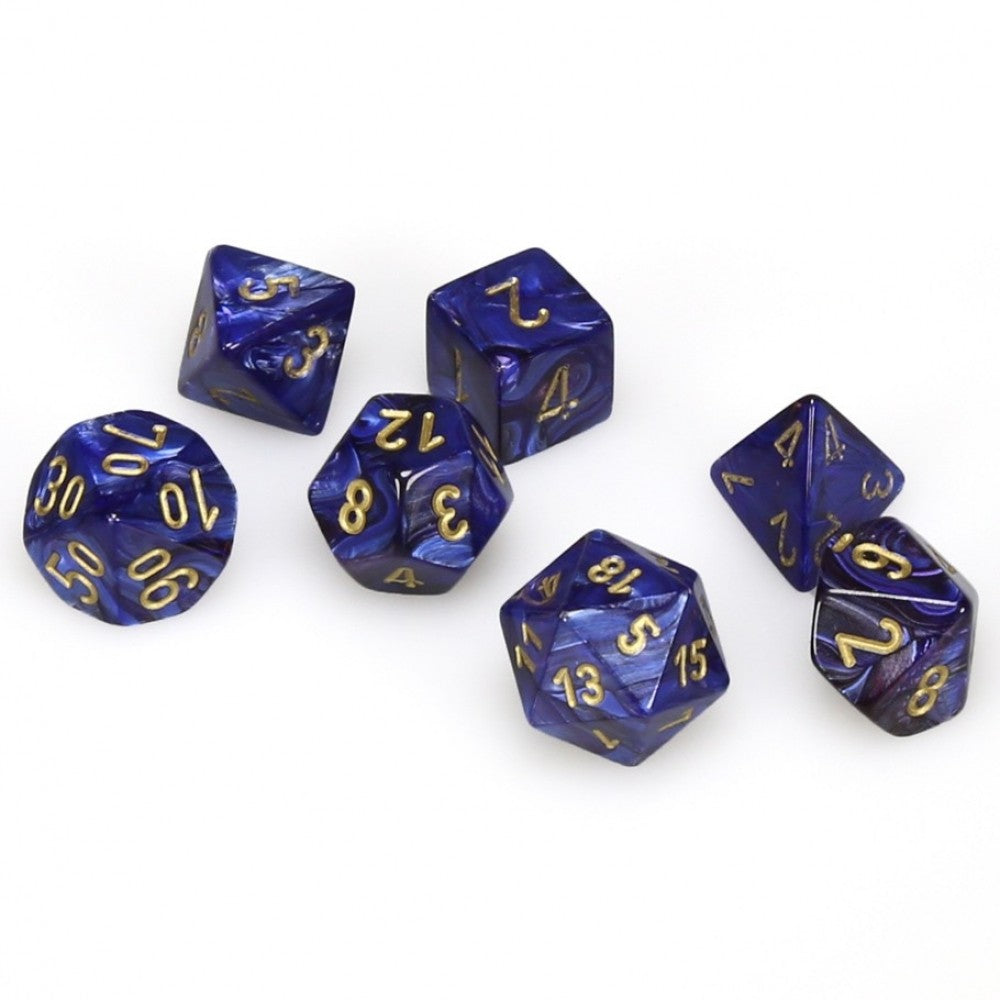 Chessex - Scarab Polyhedral 7-Die Set - Royal Blue/Gold (CHX27427) - Good Games